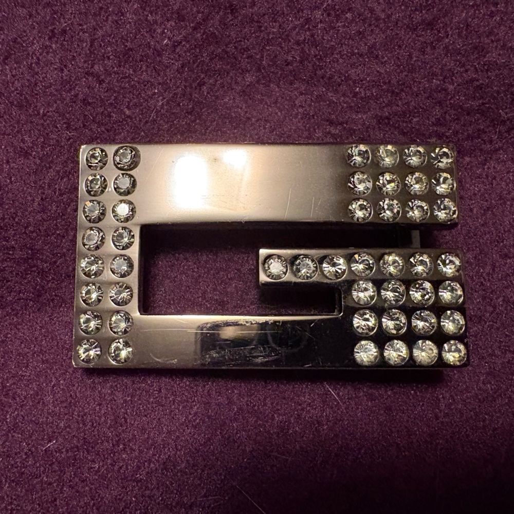 Geometric Crystal Embellished Rectangular Buckle